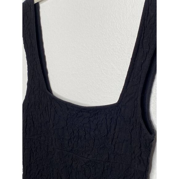 Free People textured Tank Mini Dress ruched crinkle bodycon Black XS Homecoming - Picture 3 of 4